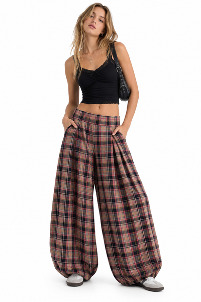 Plaid Balloon Pants